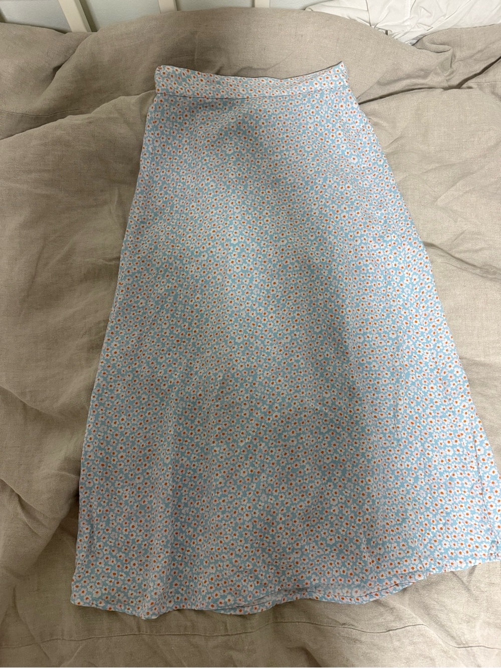 Light Blue Floral Midi Skirt